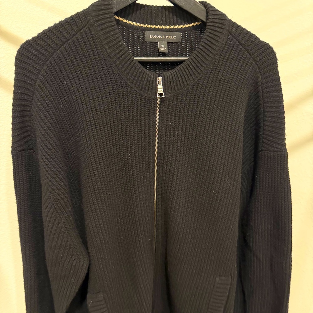 Banana Republic Black Fill Zip Sweater XL